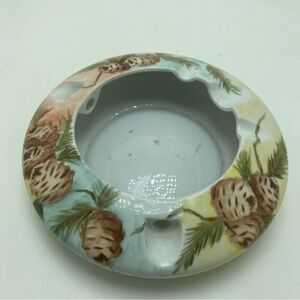 1959 Hand Painted Pine Theme Porcelain Ashtray